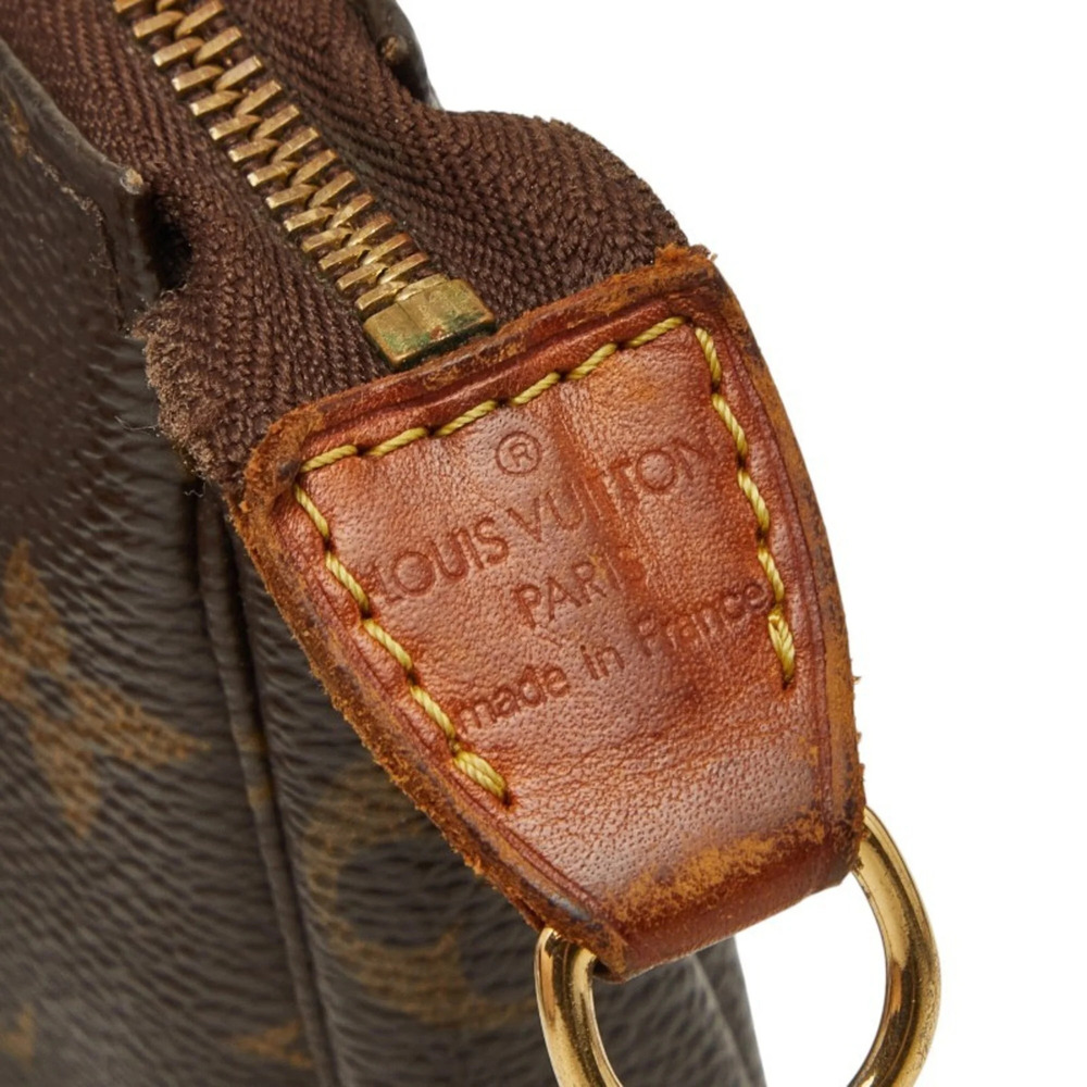 LOUIS VUITTON Authentic Brown Monogram Leather Pochette Mini Bag - Picture 8 of 9